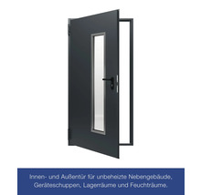 Geöffnete Innentür mit Fenster für unbeheizte Räume