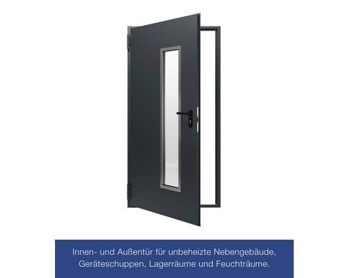 Geöffnete Innentür mit Fenster für unbeheizte Räume