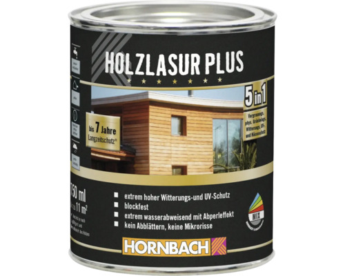 Lasure pour bois HORNBACH Plus gris argent 750 ml Pot de lasure pour bois Plus pour l''extérieur avec jusqu''à 7 ans de protection longue durée