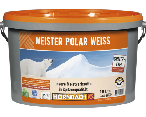 HORNBACH Wandfarbe Meister Polarweiß weiß spritzfrei konservierungsmittelfrei 10 L