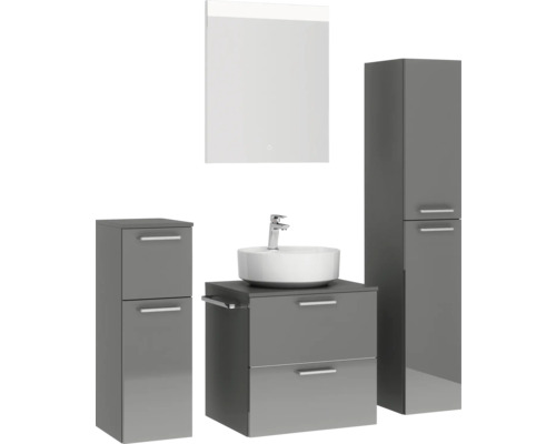 Badezimmer-Set mit Waschbecken, Spiegelschrank und Unterschränken
