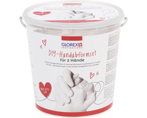 Kit de moulage Memories pour 2 mains 1,659 kg Glorex Kit de moulage de mains DIY pour deux mains dans un seau