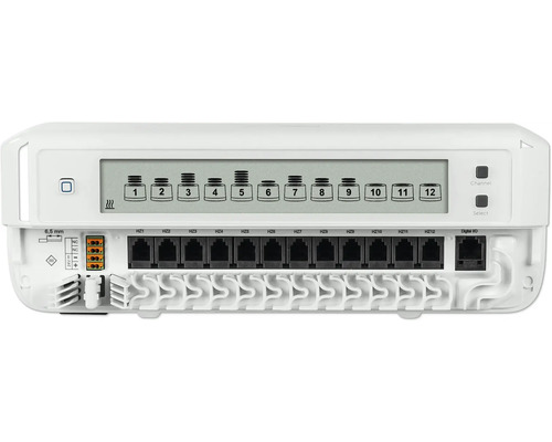 Weisse Heizungssteuerung mit Display und Anschlüssen