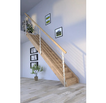 Holztreppe mit Edelstahlgeländer in modernem Wohnraum