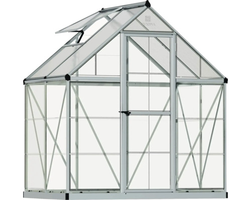 Gewächshaus mit Tür und Dachfenster