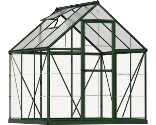 Gewächshaus mit Tür und Dachfenster