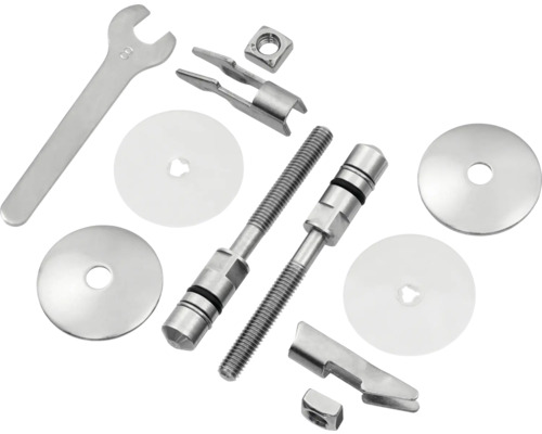 Matériel d''installation pour accessoires de salle de bains, comprenant une clé, des vis, des écrous et des rondelles