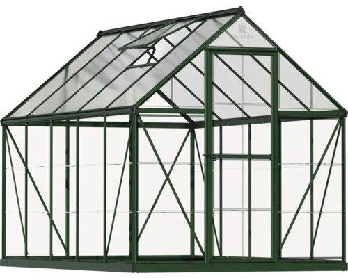 Gewächshaus mit Aluminiumrahmen und Glasfenstern