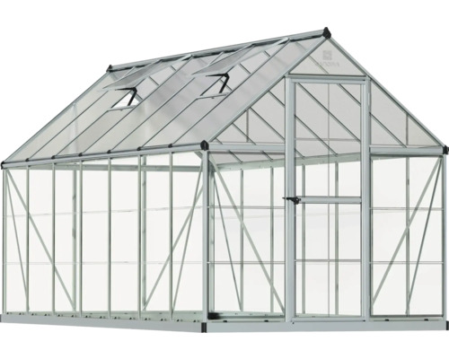 Gewächshaus mit Dachfenstern und Tür