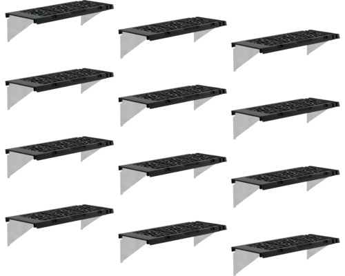 Regalset Leaves Design - 12er Pack 65 x 26 cm grau Mehrere Gitterroste mit Konsolen zur Verwendung im Außenbereich