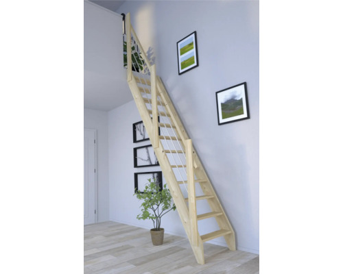 Escalier à limon latéral Pertura Boreas épicéa massif sans contremarches limon latéral non traité épicéa droit 59,5 cm 12 marches / 13 pas de marche garde-corps à barres Escalier à limon latéral Pertura Boreas épicéa massif sans contremarches limon latéral non traité épicéa droit 59,5 cm 12 marches / 13 pas de marche garde-corps à barres