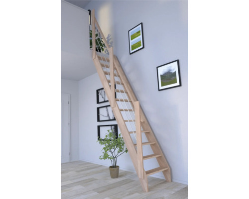 Escalier à limon latéral Pertura Boreas hêtre bois lamellé-collé sans contremarches limon latéral non traité hêtre droit 59,5 cm 12 marches / 13 contremarches garde-corps à barres Escalier à limon latéral Pertura Boreas hêtre bois lamellé-collé sans contremarches limon latéral non traité hêtre droit 59,5 cm 12 marches / 13 contremarches garde-corps à barres