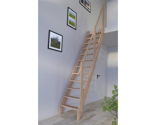 Escalier à limon latéral Pertura Boreas hêtre bois lamellé-collé sans contremarches limon latéral non traité hêtre droit 59,5 cm 12 marches / 13 contremarches garde-corps à barres Escalier à limon latéral Pertura Boreas hêtre bois lamellé-collé sans contremarches limon latéral non traité hêtre droit 59,5 cm 12 marches / 13 contremarches garde-corps à barres