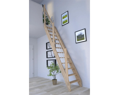 Escalier à limon latéral Pertura Boreas chêne sans contremarches limon latéral non traité chêne droit 59,5 cm 12 marches / 13 pas de marche garde-corps à barres Escalier à limon latéral Pertura Boreas chêne sans contremarches limon latéral non traité chêne droit 59,5 cm 12 marches / 13 pas de marche garde-corps à barres