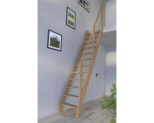 Escalier à limon latéral Pertura Boreas chêne sans contremarches limon latéral non traité chêne droit 59,5 cm 12 marches / 13 pas de marche garde-corps à barres Escalier à limon latéral Pertura Boreas chêne sans contremarches limon latéral non traité chêne droit 59,5 cm 12 marches / 13 pas de marche garde-corps à barres