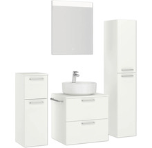 Badmöbel-Set NOBILIA Modern BxHxT 140 x 169,1 x 49 cm Frontfarbe weiß mit Spiegel mit LED-Beleuchtung Unterschrank Midischrank Griff chrom matt 617