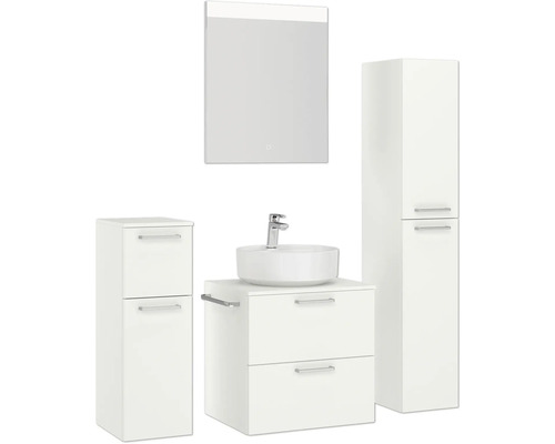 Badezimmer Set mit Waschtisch, Waschbecken, Spiegelschrank und Hochschrank