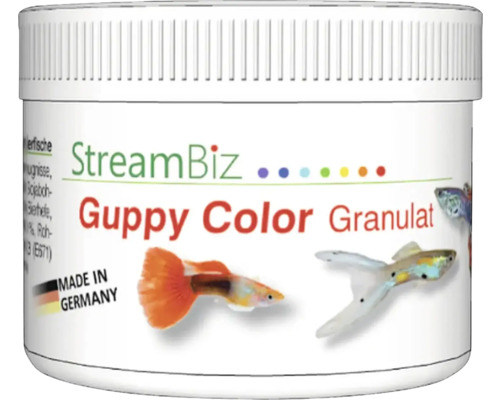 Nourriture pour poissons d'aquarium StreamBiz Guppy granulé Color, nourriture colorée 40 g