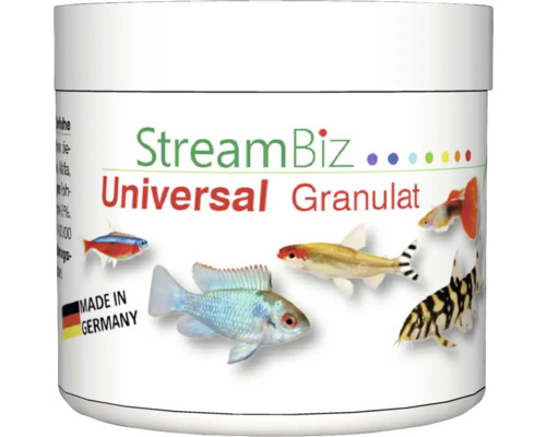 Nourriture pour poissons d'aquarium StreamBiz Universal granulé 40 g Aliment universel granulés pour poissons StreamBiz en récipient