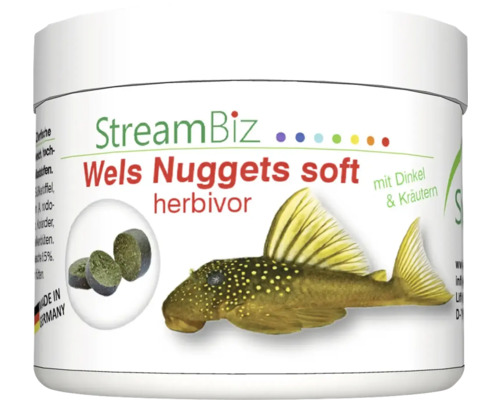 Nourriture pour poissons d'aquarium StreamBiz Poisson-chat Nuggets Soft Herbivor 90 g