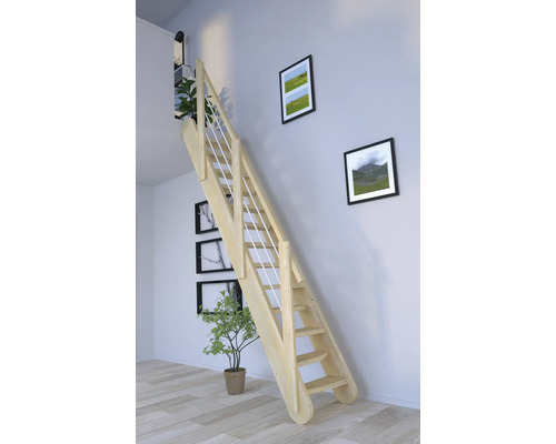 Escalier à limon latéral Pertura Kybele épicéa massif sans contremarches limon latéral non traité épicéa droit 61,5 cm 12 marches / 13 pas de marche garde-corps à barres Escalier à limon latéral Pertura Kybele épicéa massif sans contremarches limon latéral non traité épicéa droit 61,5 cm 12 marches / 13 pas de marche garde-corps à barres