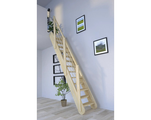 Escalier à limon latéral Pertura Kybele épicéa massif marches praticables réciproques limon latéral non traité épicéa droit 61,5 cm 12 marches / 13 pas de marche gare-corps à barres Escalier à limon latéral Pertura Kybele épicéa massif marches praticables réciproques limon latéral non traité épicéa droit 61,5 cm 12 marches / 13 pas de marche gare-corps à barres