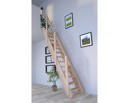 Escalier à limon latéral Pertura Kybele hêtre bois lamellé-collé marches praticables réciproques limon latéral non traité hêtre droit 61,5 cm 12 marches / 13 pas de marche gare-corps à barres Escalier à limon latéral Pertura Kybele hêtre bois lamellé-collé marches praticables réciproques limon latéral non traité hêtre droit 61,5 cm 12 marches / 13 pas de marche gare-corps à barres