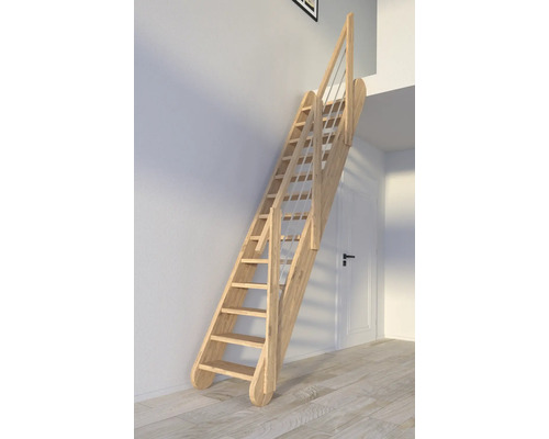 Escalier à limon latéral Pertura Kybele chêne sans contremarches limon latéral non traité chêne droit 61,5 cm 12 marches / 13 pas de marche garde-corps à barres Escalier à limon latéral Pertura Kybele chêne sans contremarches limon latéral non traité chêne droit 61,5 cm 12 marches / 13 pas de marche garde-corps à barres