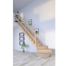 Escalier en bois à l''intérieur avec rampe.