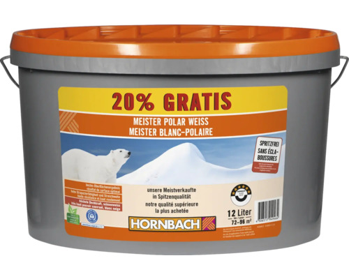 HORNBACH Wandfarbe Meister Polarweiß spritzfrei konservierungsmittelfrei 12 L