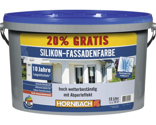 Peinture au silicone pour façade HORNBACH blanc 12 l (20 % gratuit!)-0