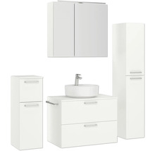 Badmöbel-Set NOBILIA Modern BxHxT 160 x 169,1 x 49 cm Frontfarbe weiß mit Spiegelschrank mit LED-Beleuchtung Unterschrank Midischrank Griff chrom matt 681