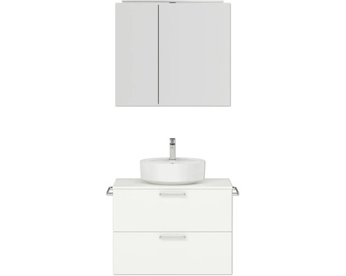 Ensemble de meubles de salle de bains NOBILIA Modern lxhxp 80 x 169,1 x 49 cm couleur de façade blanc avec armoire de toilette à éclairage LED poignée chrome mat 657