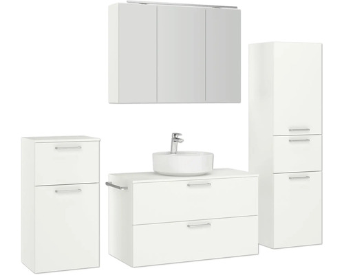 Badezimmermöbelset mit Waschbecken, Spiegelschrank und Unterschrank