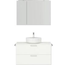 Badmöbel-Set NOBILIA Modern BxHxT 100 x 169,1 x 49 cm Frontfarbe weiß mit Spiegelschrank mit LED-Beleuchtung Griff chrom matt 713
