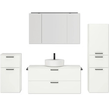 Badmöbel-Set NOBILIA Modern BxHxT 200 x 169,1 x 49 cm Frontfarbe weiß mit Spiegelschrank mit LED-Beleuchtung Unterschrank Midischrank Griff schwarz 792