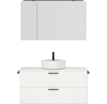Badmöbel-Set NOBILIA Modern BxHxT 120 x 169,1 x 49 cm Frontfarbe weiß 2-teilig mit Spiegelschrank mit LED-Beleuchtung Griff schwarz 768