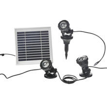 Solar Teichleuchten Set mit drei Leuchten und Solarmodul