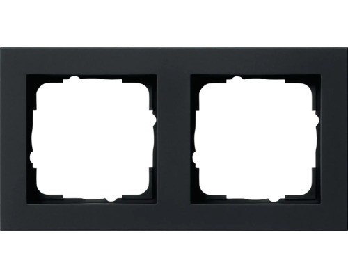 Plaque d'interrupteur 2 emplacements Gira 021209 E2 noir/mat Cadre double pour interrupteurs et prises