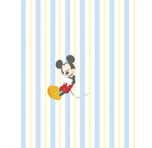 Papier peint avec rayures et motif Mickey Mouse