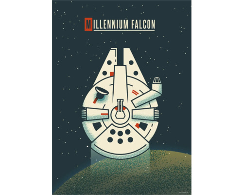 Millennium Falcon Illustration im Retro Stil