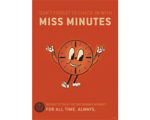 Affiche avec l''inscription : N''oubliez pas de vous enregistrer auprès de Miss Minutes