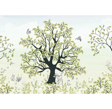 Image murale avec représentation d''arbres, d''animaux et de plantes