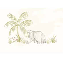 Dessin d''un éléphant avec une souris sous un palmier