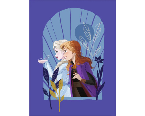 Illustration d''Anna et Elsa de La Reine des neiges avec un petit oiseau bleu