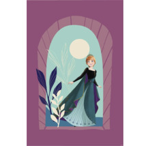 Illustration d''Anna de La Reine des neiges dans un cadre violet avec des plantes