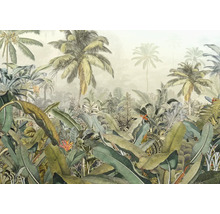 Illustration d''un paysage tropical avec des palmiers et une végétation luxuriante