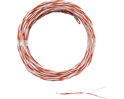 Fil de sonnette en Y 2x0.6 mm, 20 m rouge et blanc