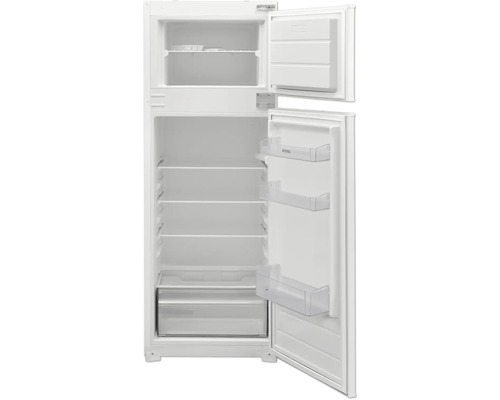 Réfrigérateur ouvert avec étagères et tiroirs