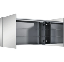 Jungborn Spiegelschrank mit LED Panel LP 120,6 x 13,6 x 63,8 cm 2-türig mit beidseitigen Spiegeltüren und Seitenverspiegelung